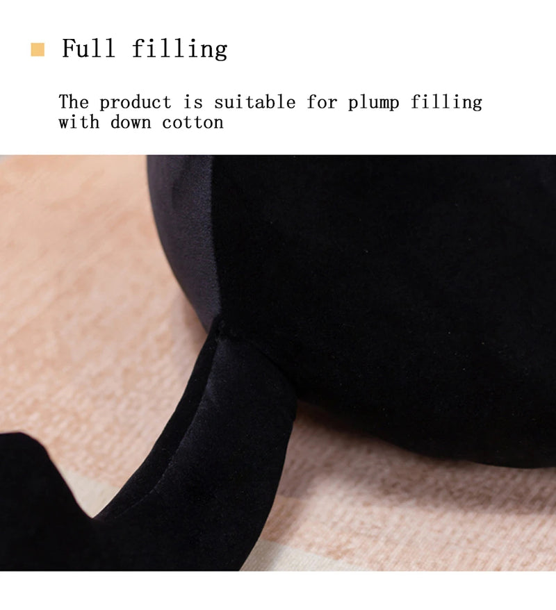 25cm Kawaii Black Cat Plush Toy – Soft Stuffed Animal Pillow