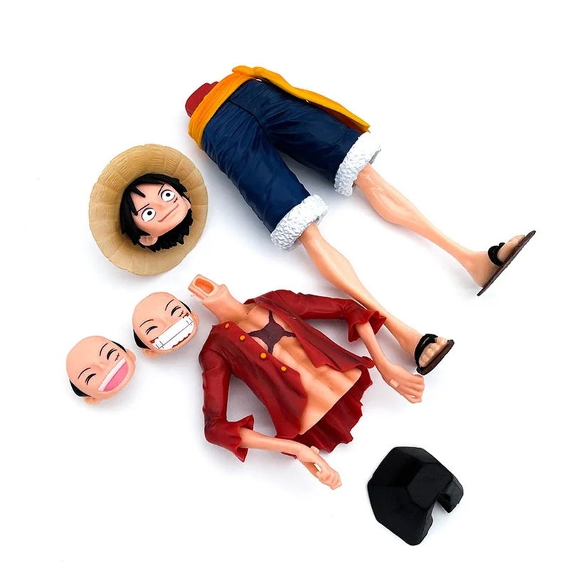 28cm One Piece Luffy Action Figure – 3 Interchangeable Faces
